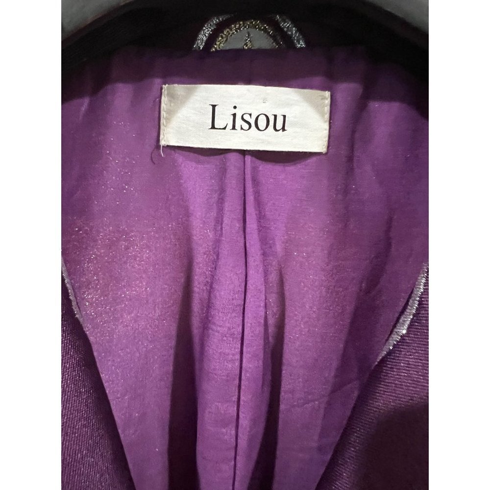 LISOU Jade Dark Purple Cameo Silk Jacquard Jumpsuit SIZE 6 - Picture 8 of 16